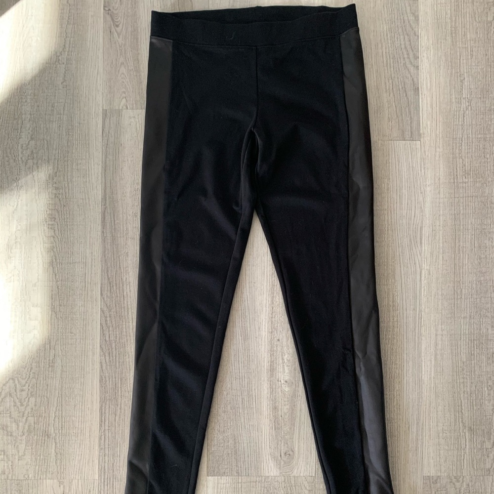Black leggings with faux leather